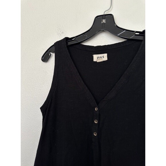 Pact Relaxed Slub Patio Tiered Cotton Sleeveless Dress Black Women's Size Medium - Picture 4 of 11